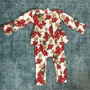 TODDLER GIRL Kate Quinn Poinsettia / Christmas Skirt Jumpsuit | Size 2T